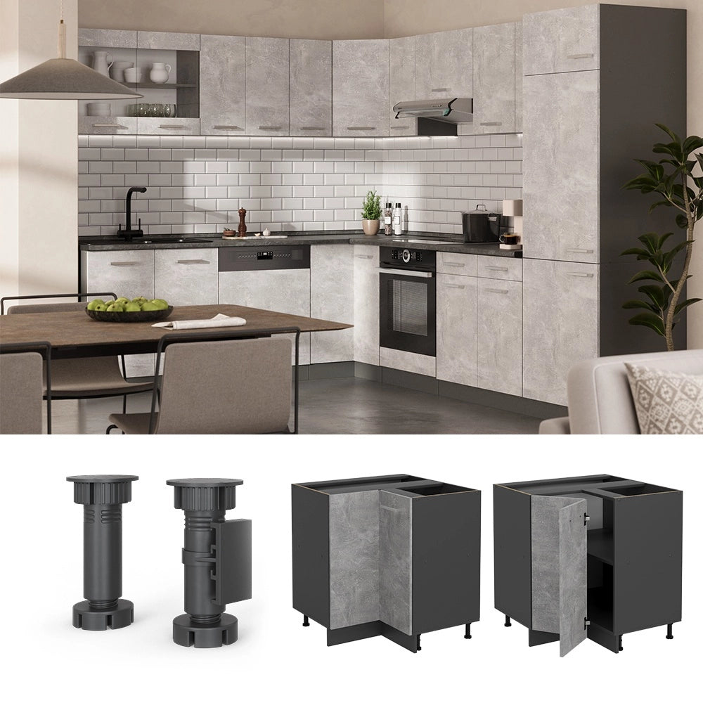 Mobile ad angolo cucina R-Line Calcestruzzo/Antracite 75.6 cm senza piano di lavoro Vicco