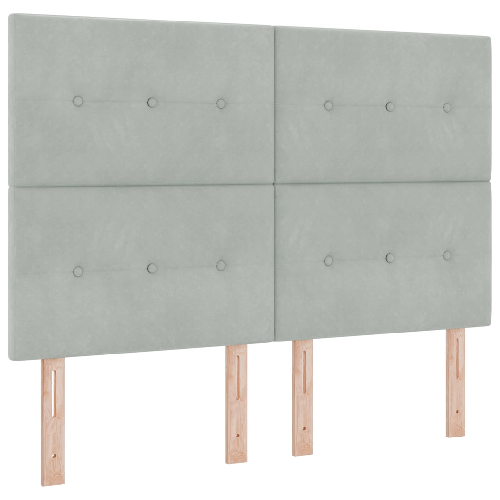 Letto a Molle con Materasso e Luce LED Grigio Chiaro 140x200 cm Velluto