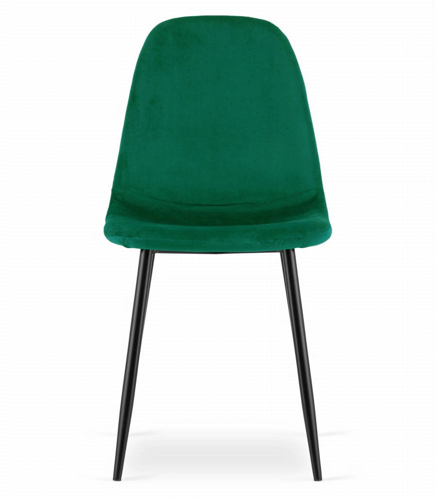 Sedia VALORA COMO - Design ergonomico in velluto verde scuro x2