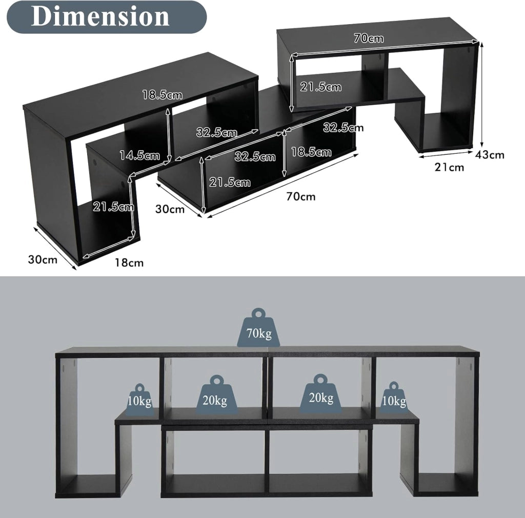 Set di mobili per TV da 3 pezzi, tavolo per TV da 50-65 pollici, multifunzionale stand a terra con 6 scomparti, combinabile liberamente a seconda dello spazio, per soggiorno e camera da letto