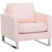 Poltrona Tessuto Rosa Slitta Gambe Argento Salotto Moderno soggiorno