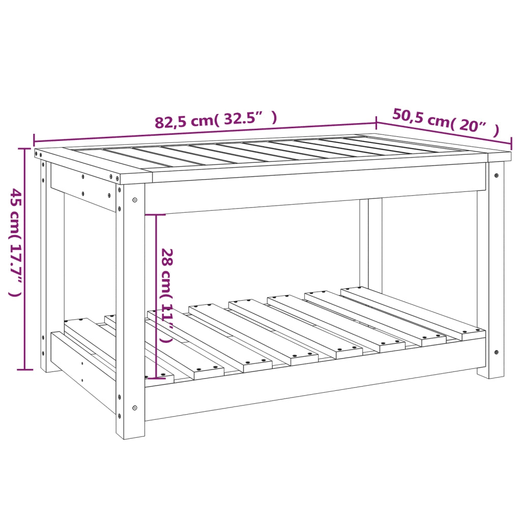 Tavolo da Giardino Nero 82,5x50,5x45 cm Legno Massello Pino 824138