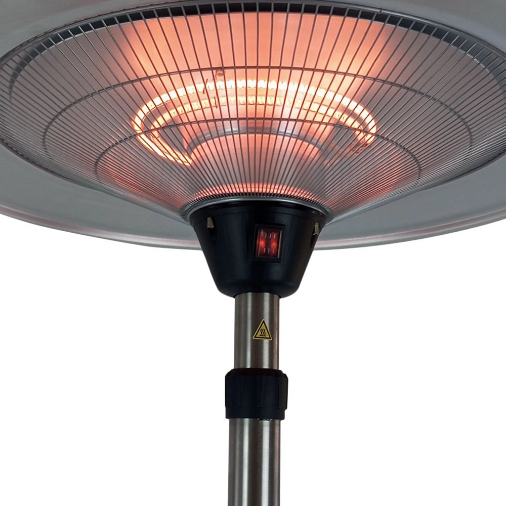 Tempo Style - Stufa Elettrica SATURNO | Fungo Riscaldante ad Infrarossi (3000W) dal Design Elegante | Ideale per Esterno/Interno (Alluminio)
