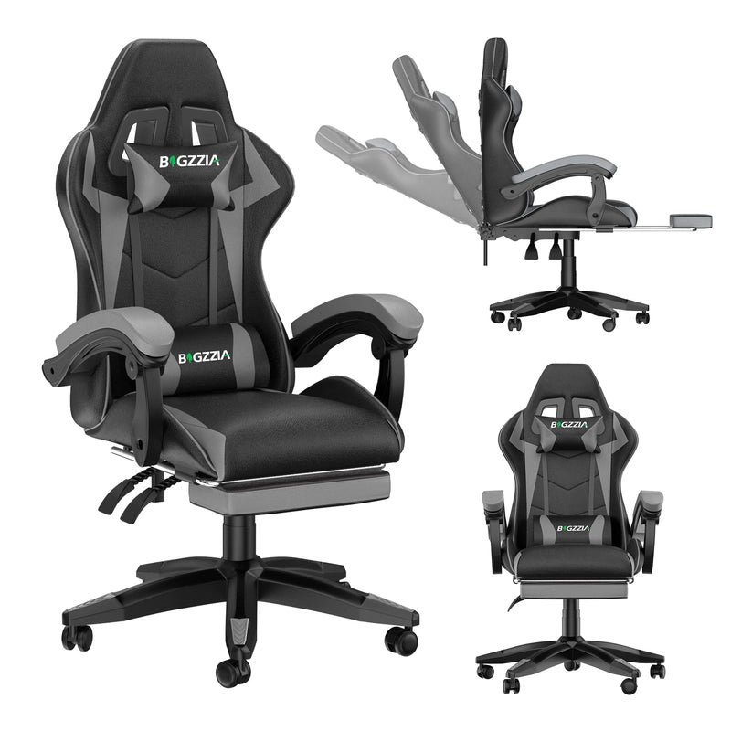 Sedia da gioco, sedia da gioco ergonomica  in similpelle PU, altezza regolabile, con poggiatesta e supporto lombare, poggiapiedi