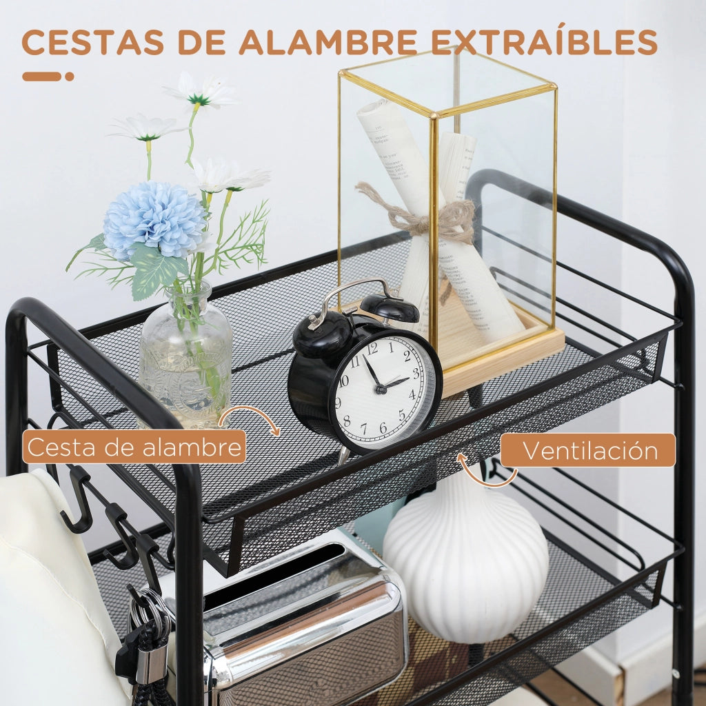 Carrello mobile da cucina a 4 livelli ¨C zephmum ¨C 45x26,5x84 cm nero