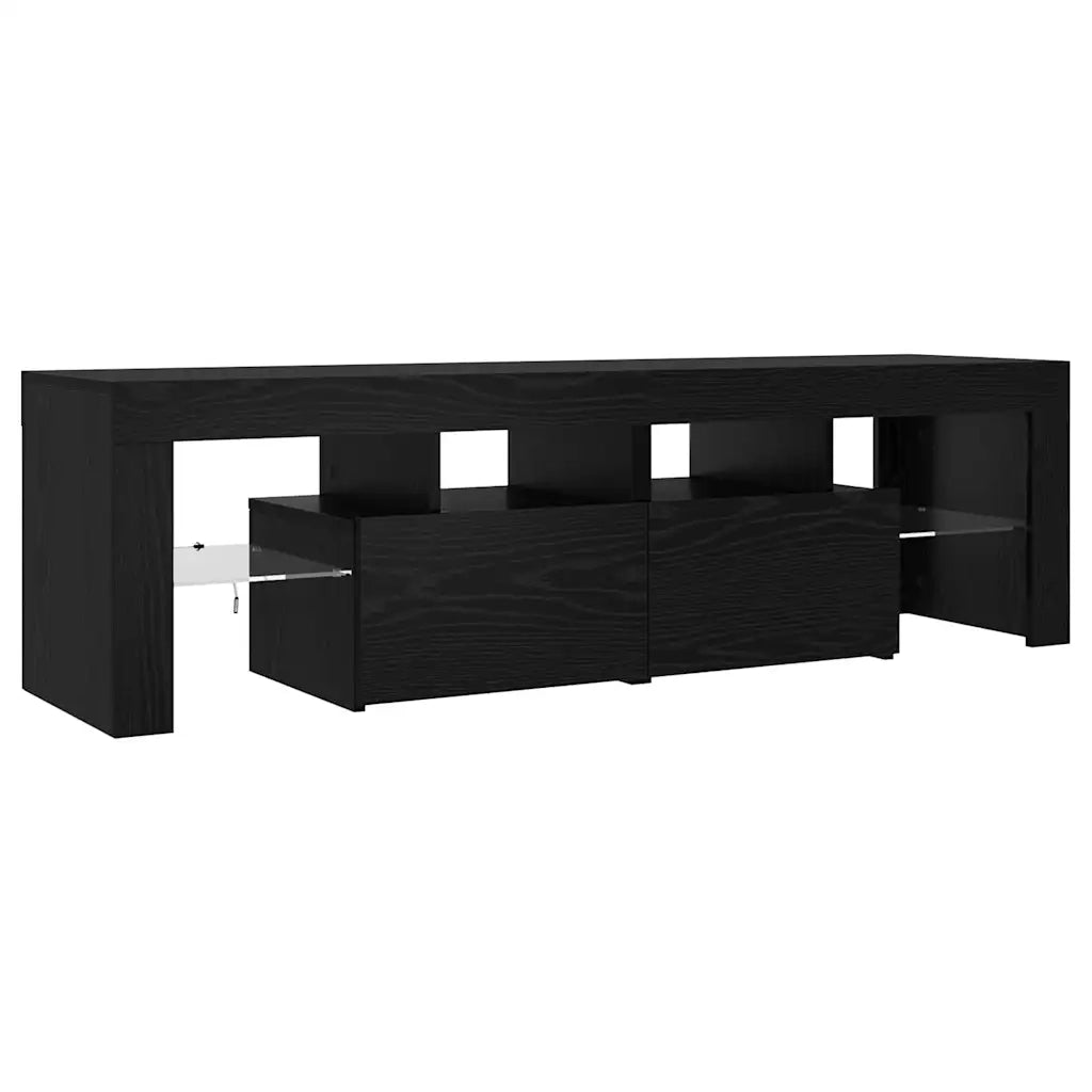 Mobile Porta TV con LED Rovere Nero 140x36,5x40 cm Truciolato 862030
