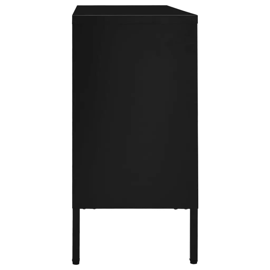 Credenza Nera 105x35x70 cm in Acciaio e Vetro Temperato cod mxl 9542