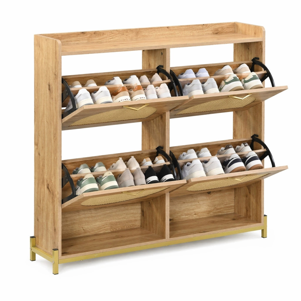 Scarpiera 108,5 x 24 x 100 cm in MDF color legno salvaspazio per ingresso