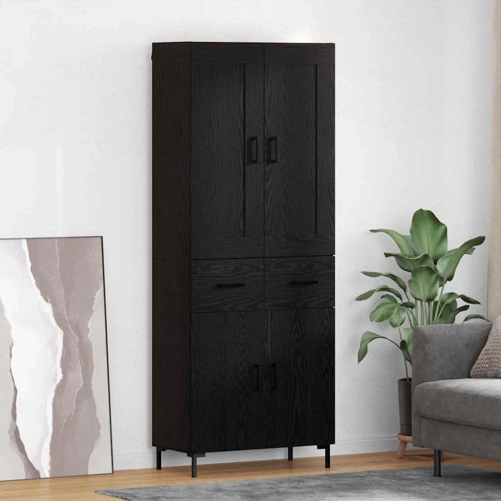 Credenza con cassetto 2 pz-Set di 2 Buffet-Armadio da cucina Rovere Nero Legno multistrato 339016