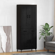 Credenza con cassetto 2 pz-Set di 2 Buffet-Armadio da cucina Rovere Nero Legno multistrato 339016