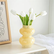 Vaso per pampas in vetro trasparente per decorazione moderna in stile boho, vaso per fiori a forma di palloncino per decorazione di casa, vaso a doppia boccia per decorazione, vaso geometrico per ufficio, casa e festa.