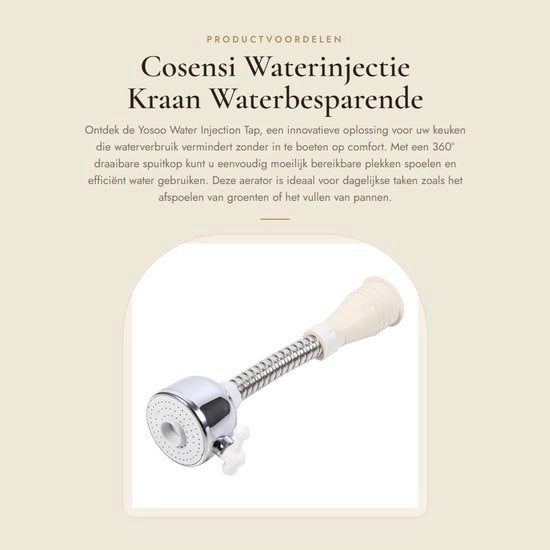 Acquasamuele 360° rotativa - Flessibile cucina - Flessibile acqua - Flessibile aeratore - Materiale ABS - Nozzle regolabile - Connettore di scarico