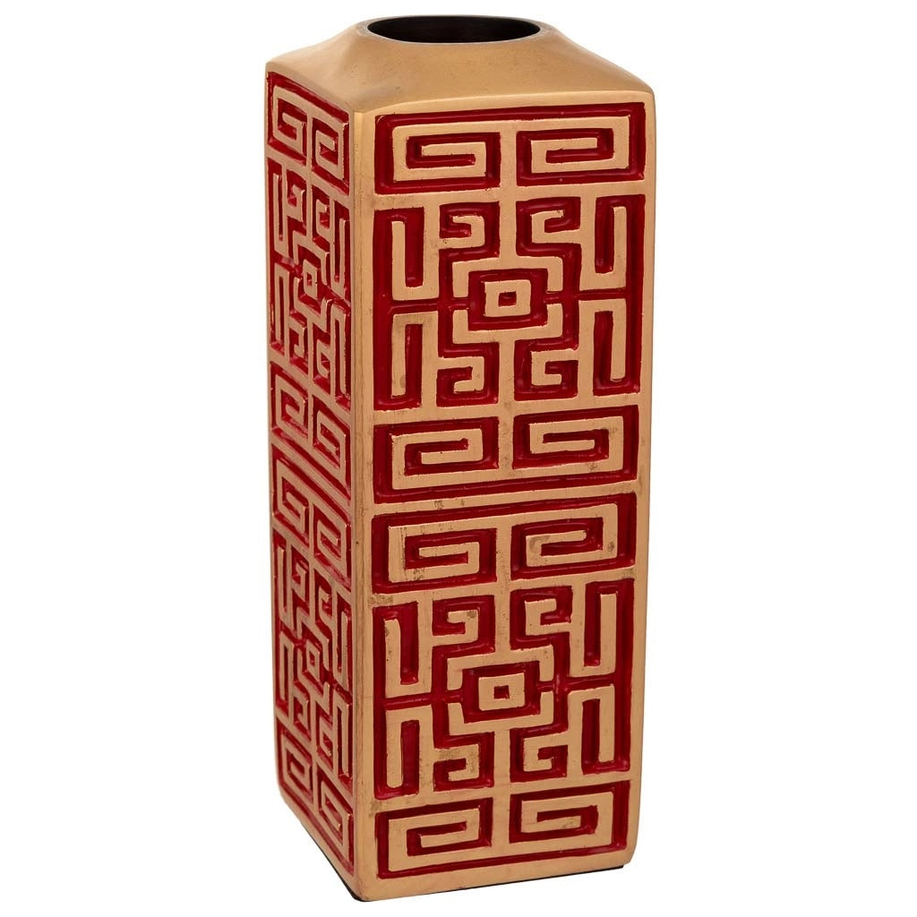 Vaso in poliresina rosso 9,5x9,5x25,5h cm