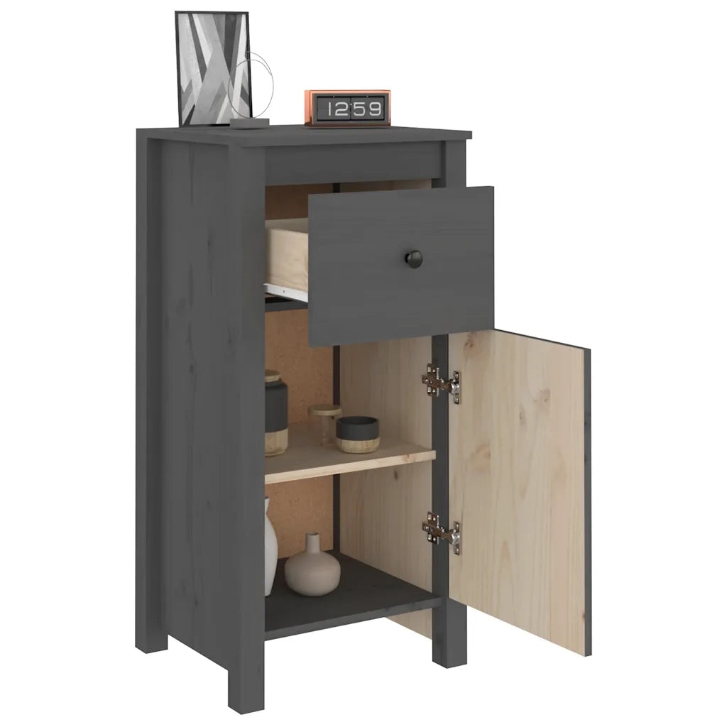 Credenze 2 pz Grigie 40x35x80 cm in Legno Massello di Pino 813759