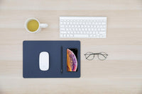 Tappetino per Mouse 34,6x22,5x0,5 cm con Base di Ricarica Wireless Veloce Blu Notte