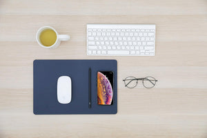 Tappetino per Mouse 34,6x22,5x0,5 cm con Base di Ricarica Wireless Veloce Blu Notte