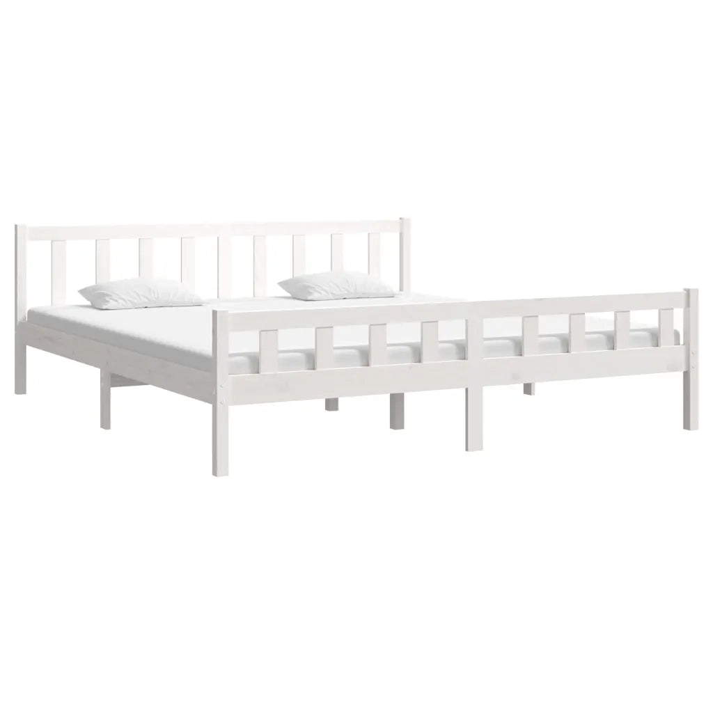 Letto matrimoniale | Letto per adulti | Giroletto Bianco in Legno Massello 160x200 cm