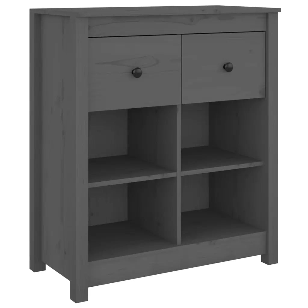 Credenza Grigia 70x35x80 cm in Legno Massello di Pino 813766