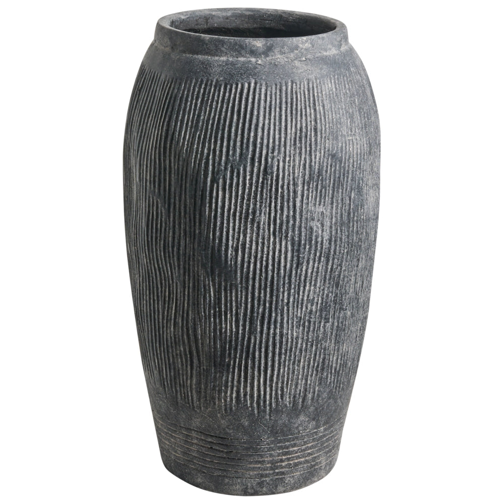 Vaso da fiori grigio in fibra di argilla dipinta per interni ed esterni Forma rotonda Design moderno Soggiorno