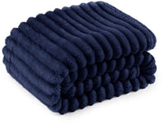 Piumino Fluff - Piumino in lana e fleece, piumino per divano, coperta morbida e calda in corduroy, tenda per decorazione camera, coperte per letto e per abbracci, 130 x 170 cm, blu