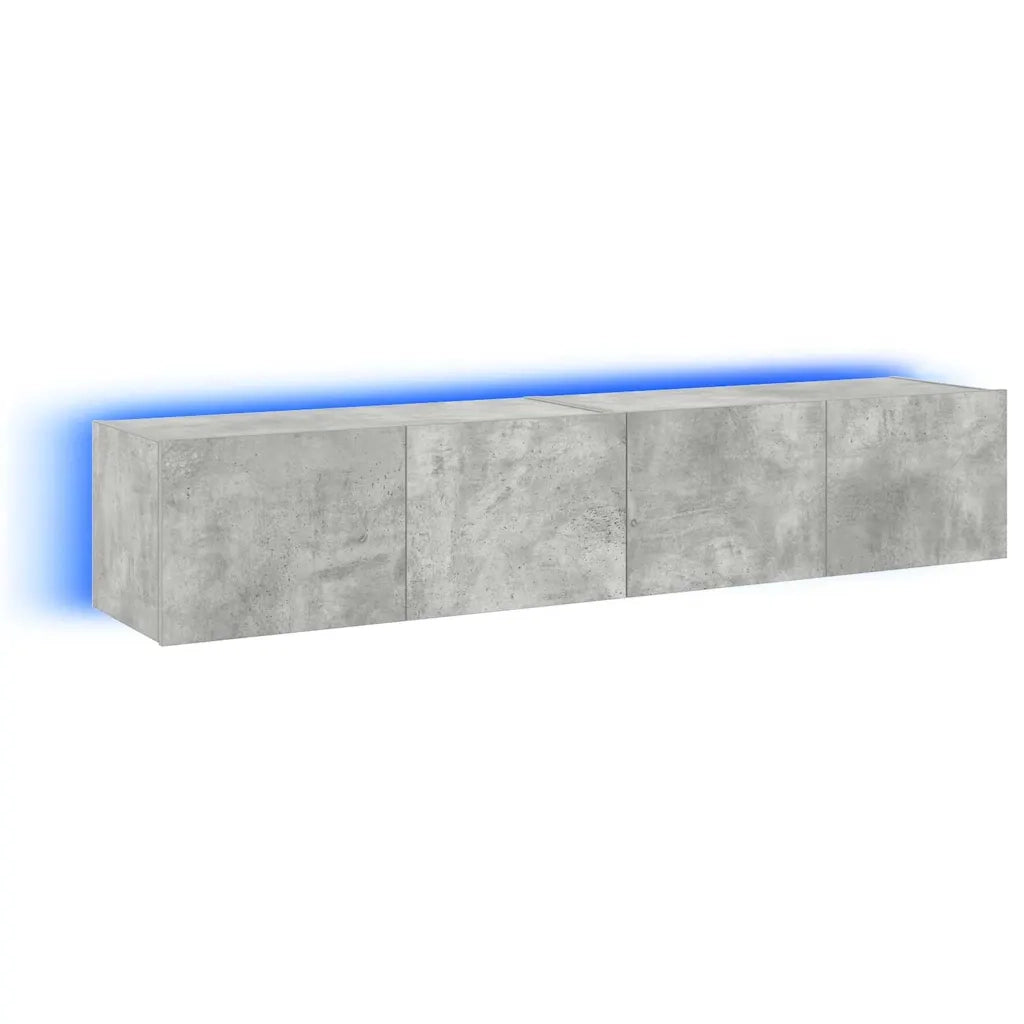 Mobili TV a Parete con Luci LED 2pz Grigio Cemento 80x35x31 cm 837288