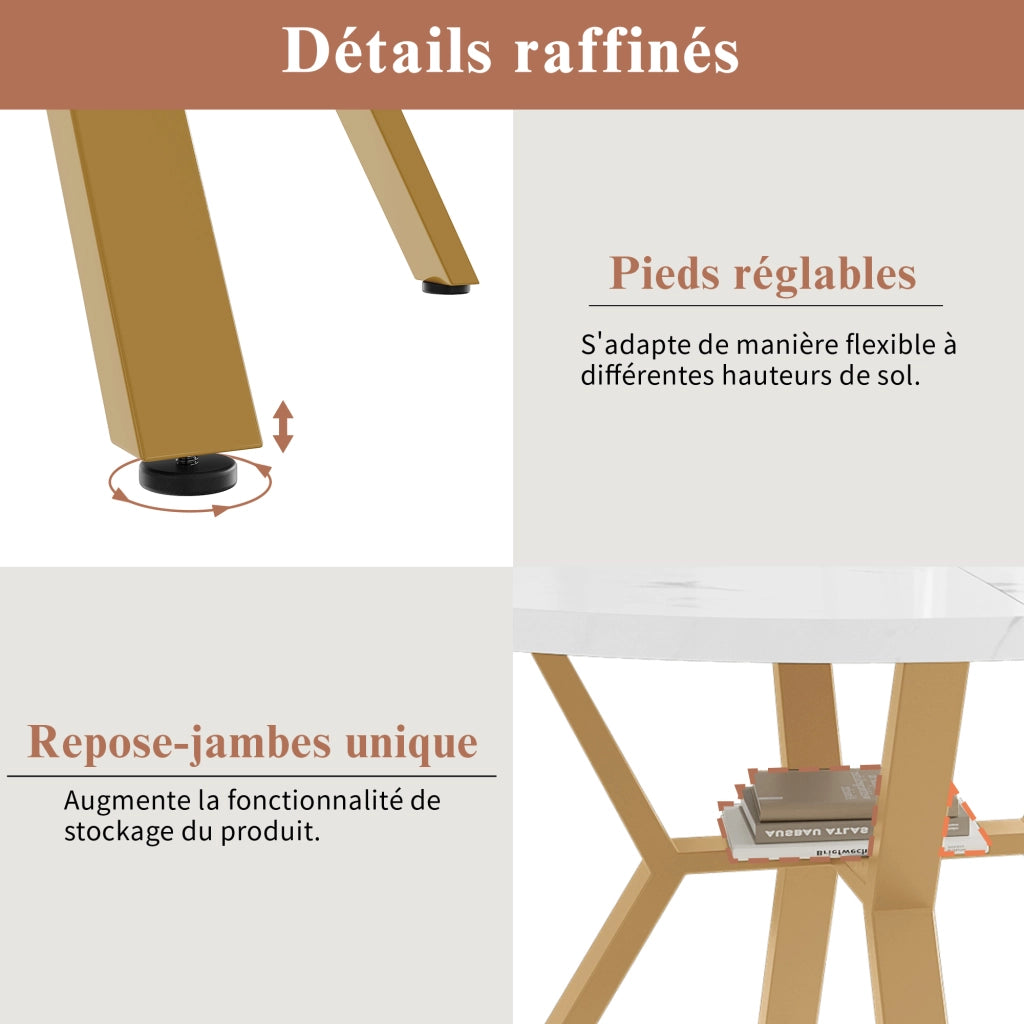 Tavolo da pranzo rotondo con 4 sedie set da 5 pezzi in MDF e acciaio effetto marmo con sedute in velluto grigio