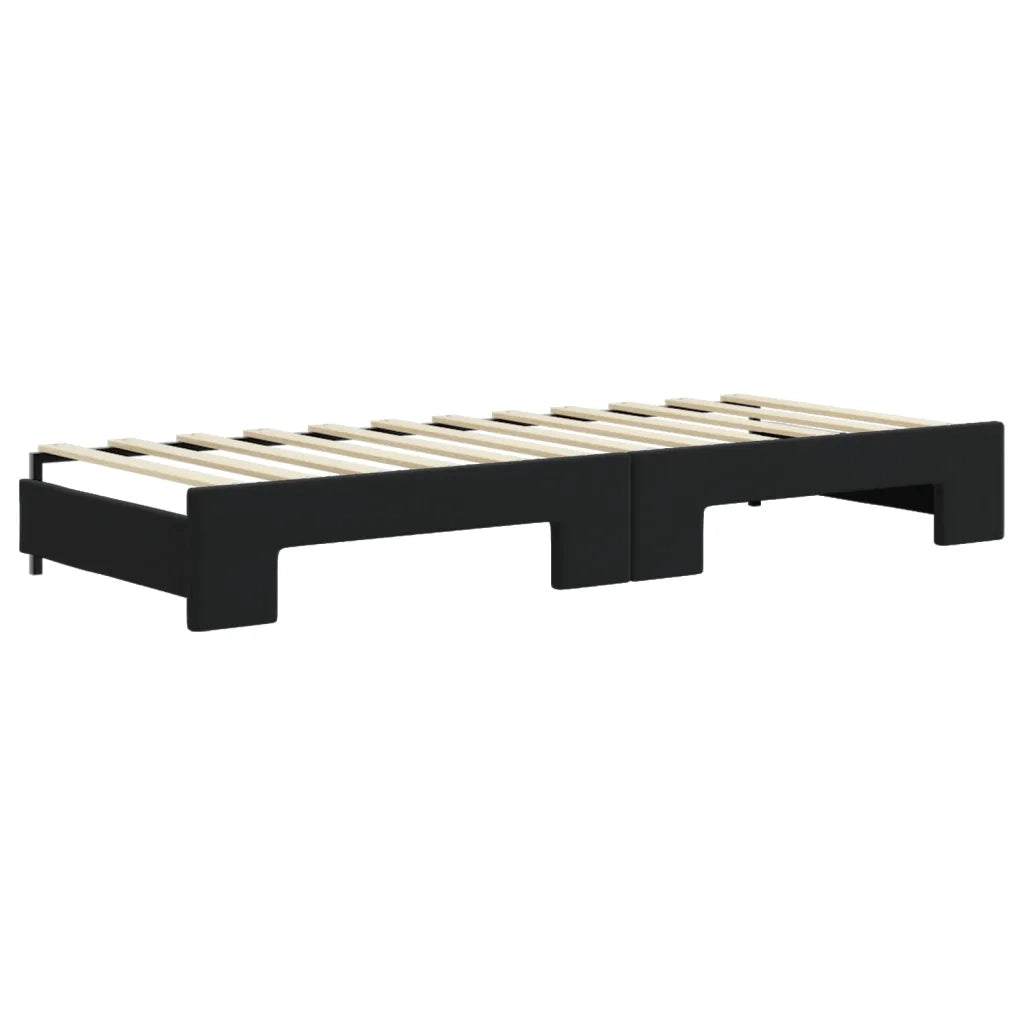 Divano letto | Sof¨¤ letto | Letto singolo Estraibile con Cassetti Nero 80x200 cm in Velluto