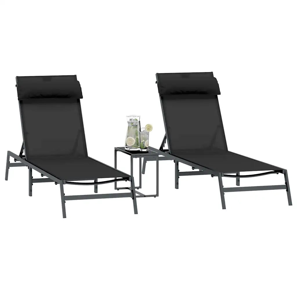 Lettini Sole 2-persona 3 pcs Nero e antracite Acciaio 42010349