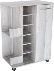 Rack con ruote chiuse - 37 x 60 x 82 cm - capacità per un massimo di 48 bottiglie - sostenibile fino a 50 kg - colore legno grigio - mobili per salotto - cassettone - cassettone per bottiglie