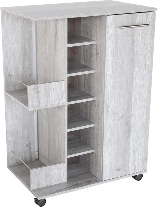 Rack con ruote chiuse - 37 x 60 x 82 cm - capacità per un massimo di 48 bottiglie - sostenibile fino a 50 kg - colore legno grigio - mobili per salotto - cassettone - cassettone per bottiglie