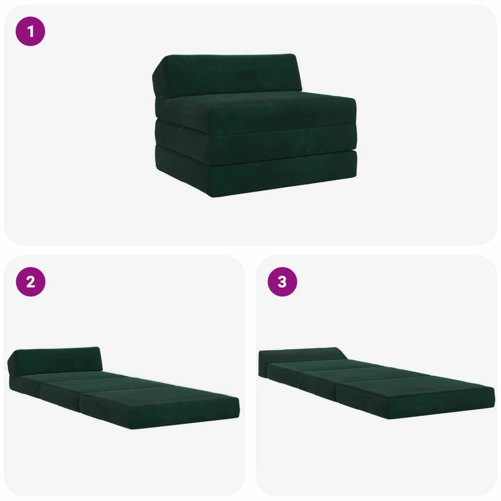 Divano Letto Pieghevole Verde Scuro 200 x 70 x 10 cm Velluto