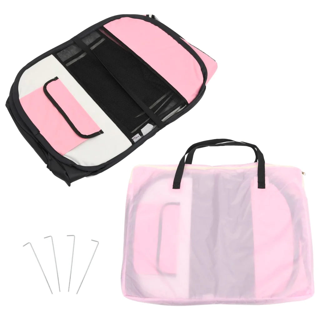 Box pieghevole per cani con borsa per il trasporto 145 x 145 x 61 cm rosa 02_0001732