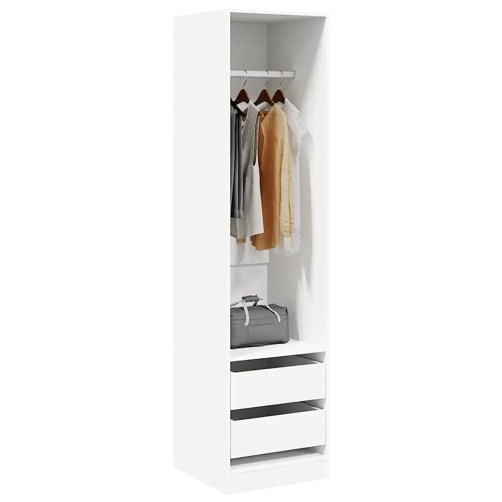 Armadio con Cassetti Bianco 50x50x200 cm in Legno Multistrato 800612