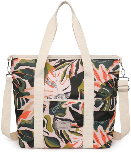 Borsa Isolante Portatile con Capacità Grande 15L/29L, Borsa a Lato con Cinturino Regolabile per Scuola Ufficio Pic-Nic (29L, Foglia Verde)