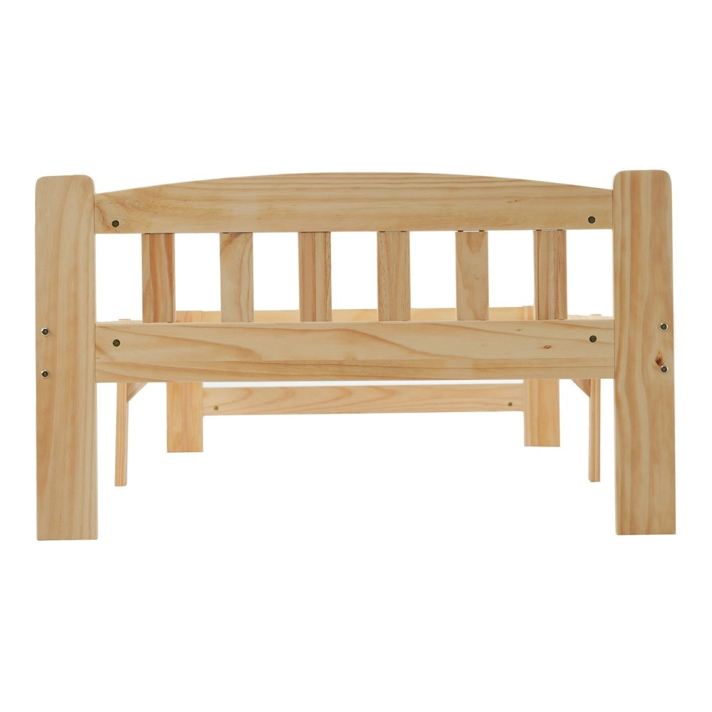 Letto Singolo in Legno Massello con Testiera e Doghe ¨C MINIMAL ¨C Naturale 90x200