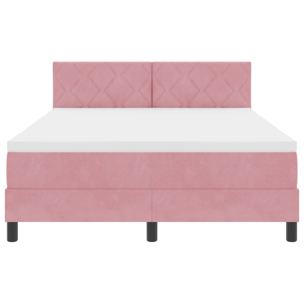 Letto Box Spring con Materasso Rosa 160x200 cm Velluto
