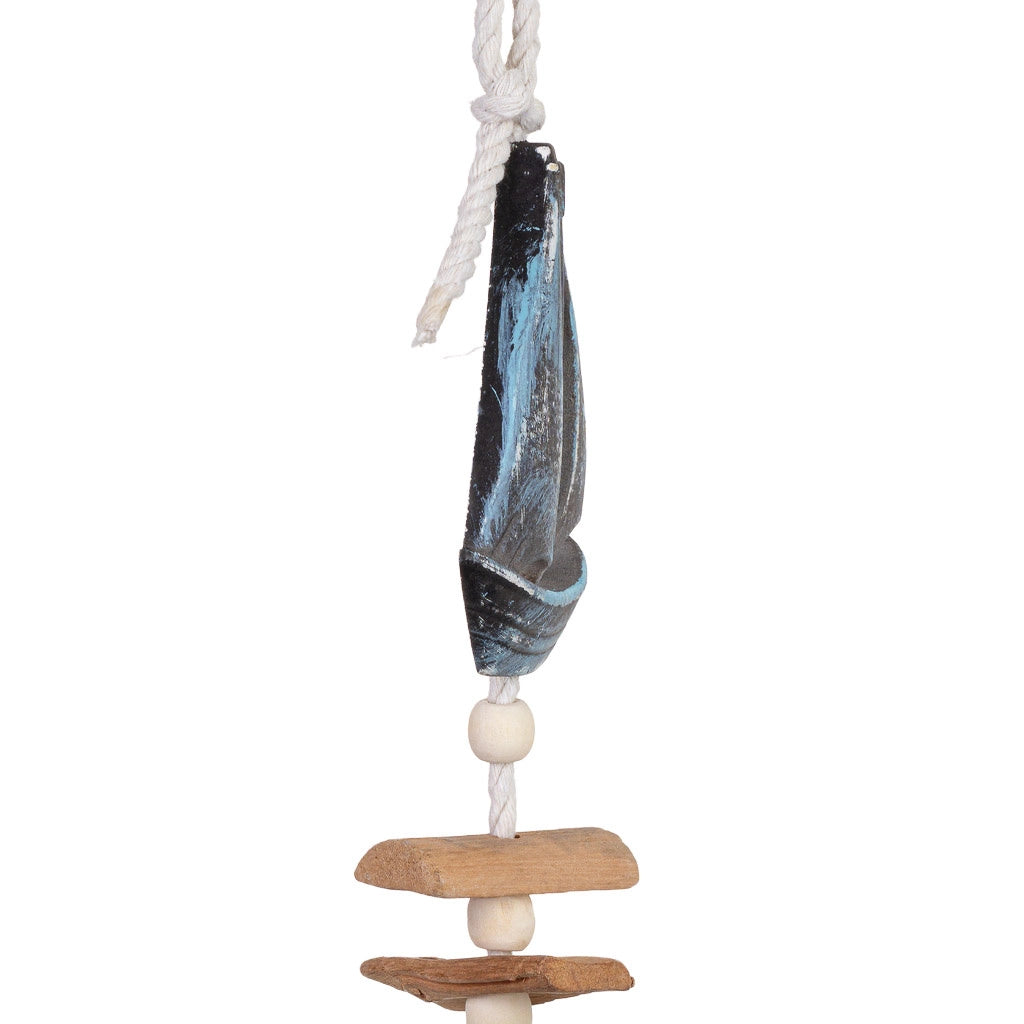 Campanello a vento decorativo in legno, blu, 8x2x50h cm