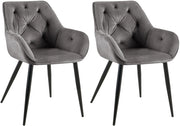 Set di 2 sedie da pranzo Cassis Velvet grigio scuro,Velluto