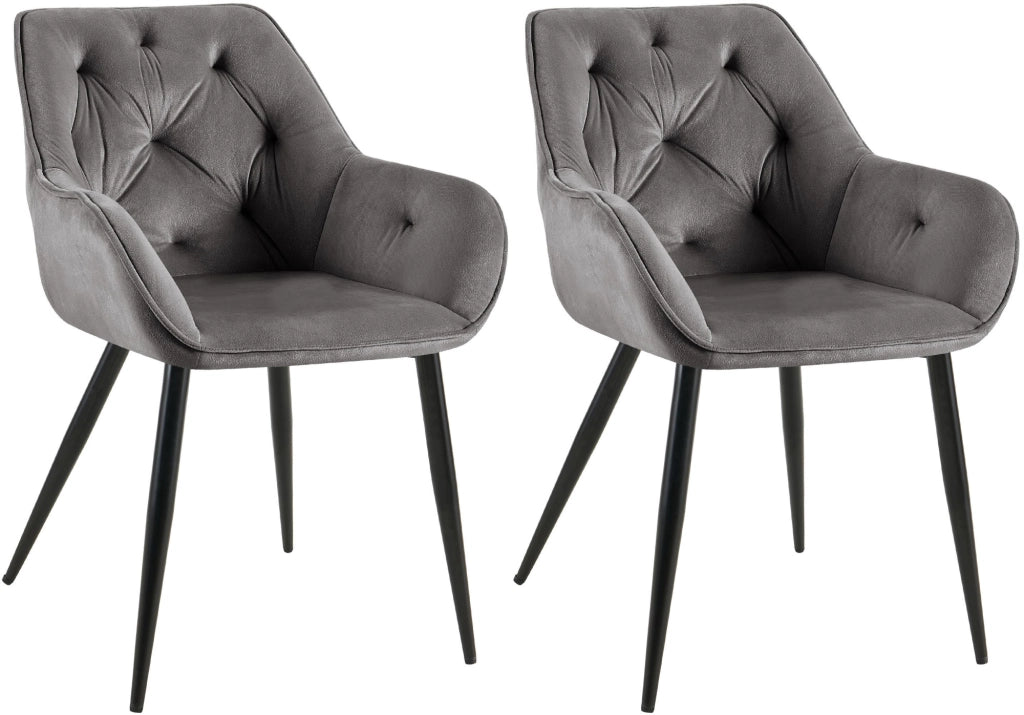 Set di 2 sedie da pranzo Cassis Velvet grigio scuro,Velluto