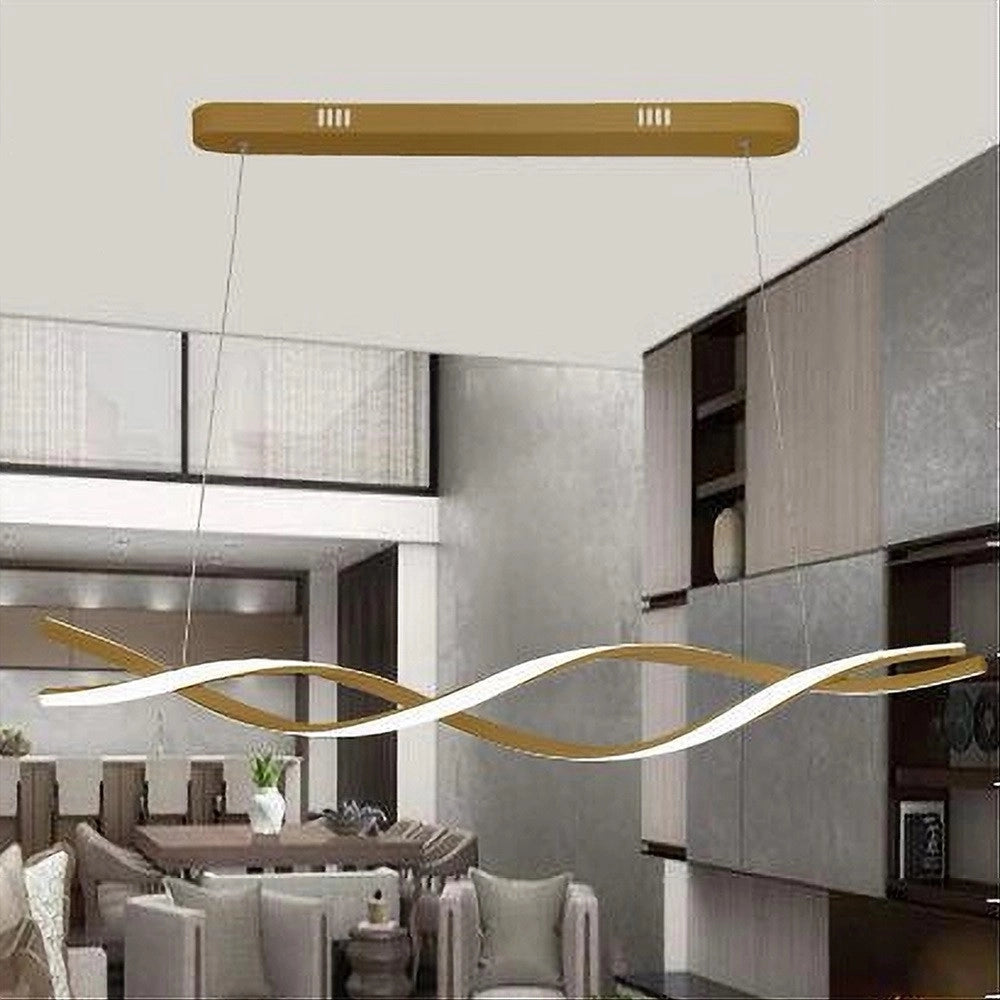 Trade Shop - Lampadario A Sospensione Luce 3000k-6500k Led 48w Oro Spirale Vortice Orizzontale 01110 -