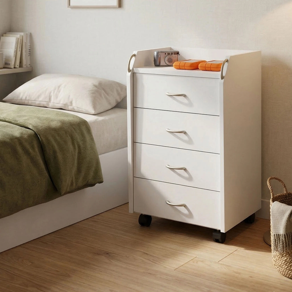 Manco, Cassettiera 4 Cassetti, 40x36x65h cm Bianco