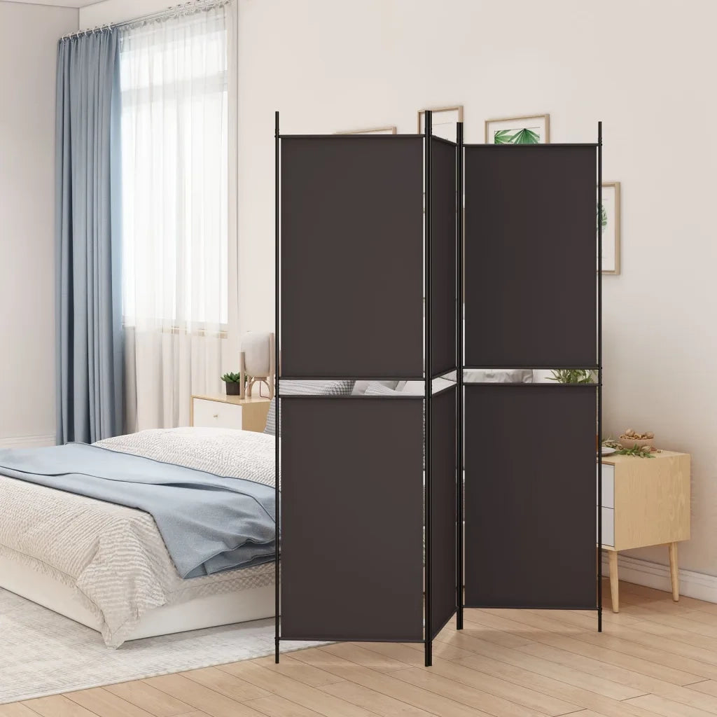 Divisorio a 3 Pannelli Marrone 150x200 cm in Tessuto 350227