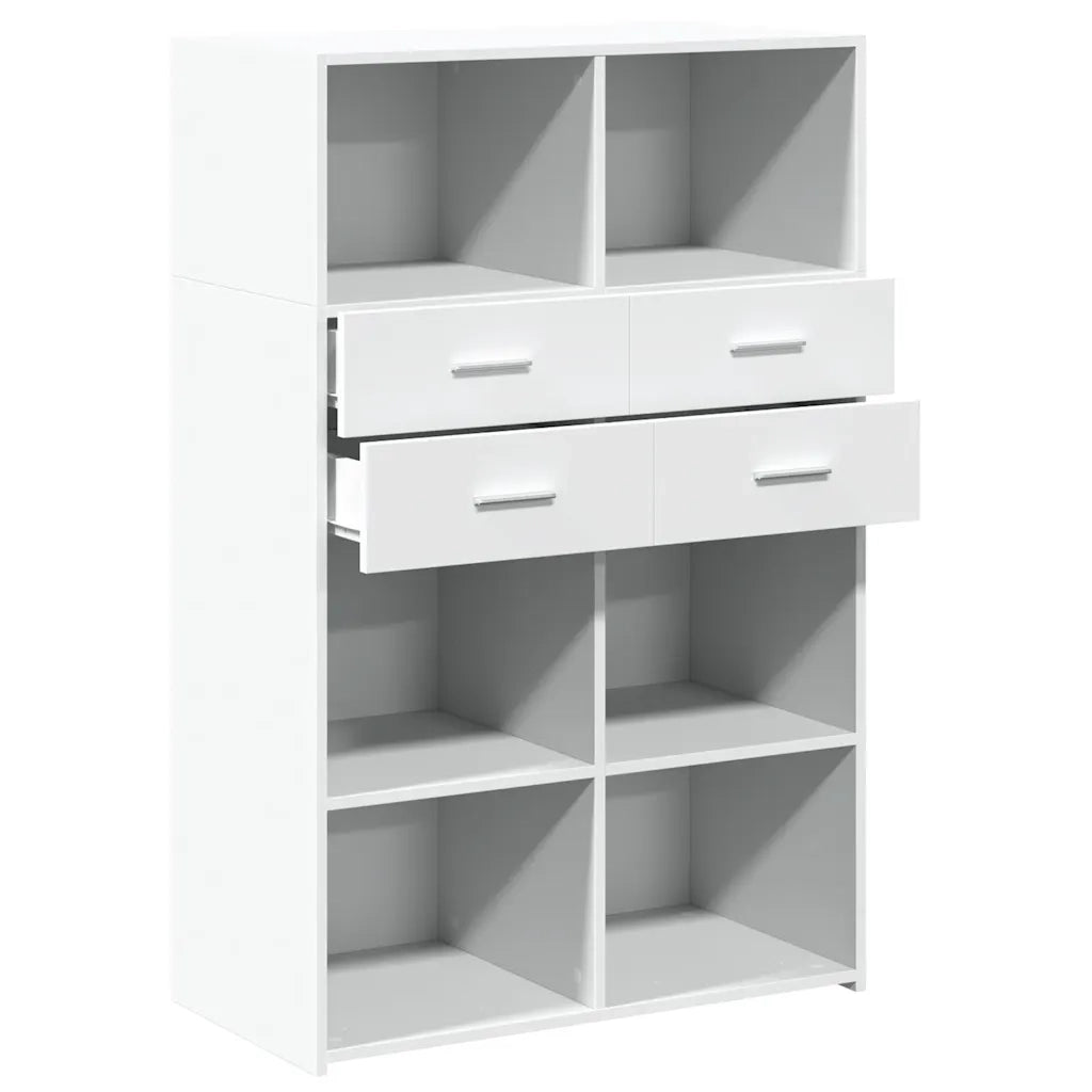 Credenza-Buffet-Armadio da cucina Bianca 80x42,5x124 cm in Legno Multistrato