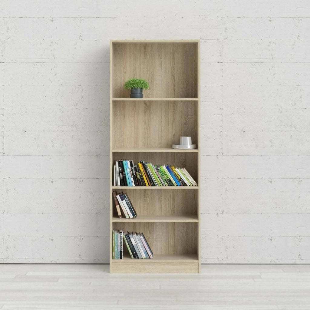 Libreria Abelarda, Scaffale da ufficio, Mobile portalibri, Biblioteca, 79x27 h203 cm, Quercia
