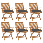 Sedie da Giardino Pieghevoli con Cuscini 6 pz Massello di Teak cod mxl 75195