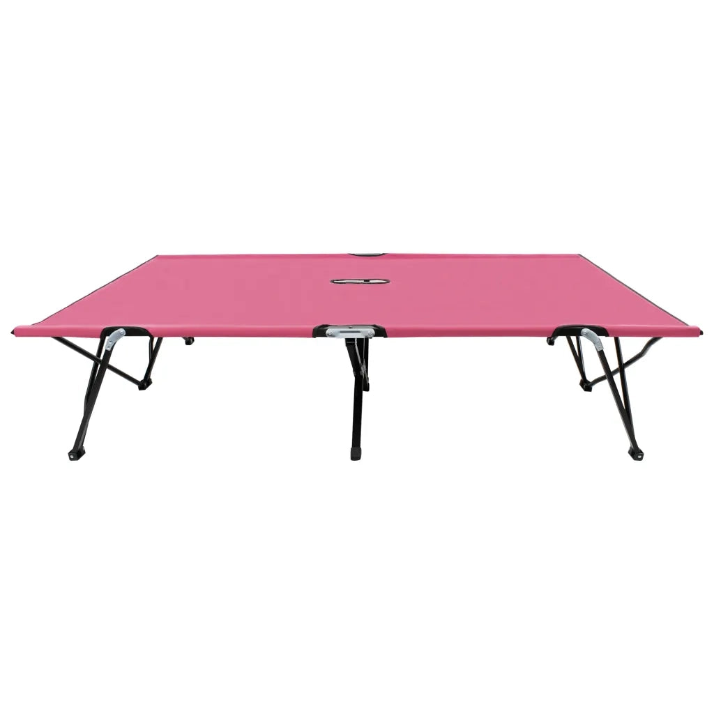Lettino Prendisole Pieghevole Due Persone Rosa in Acciaio 310353