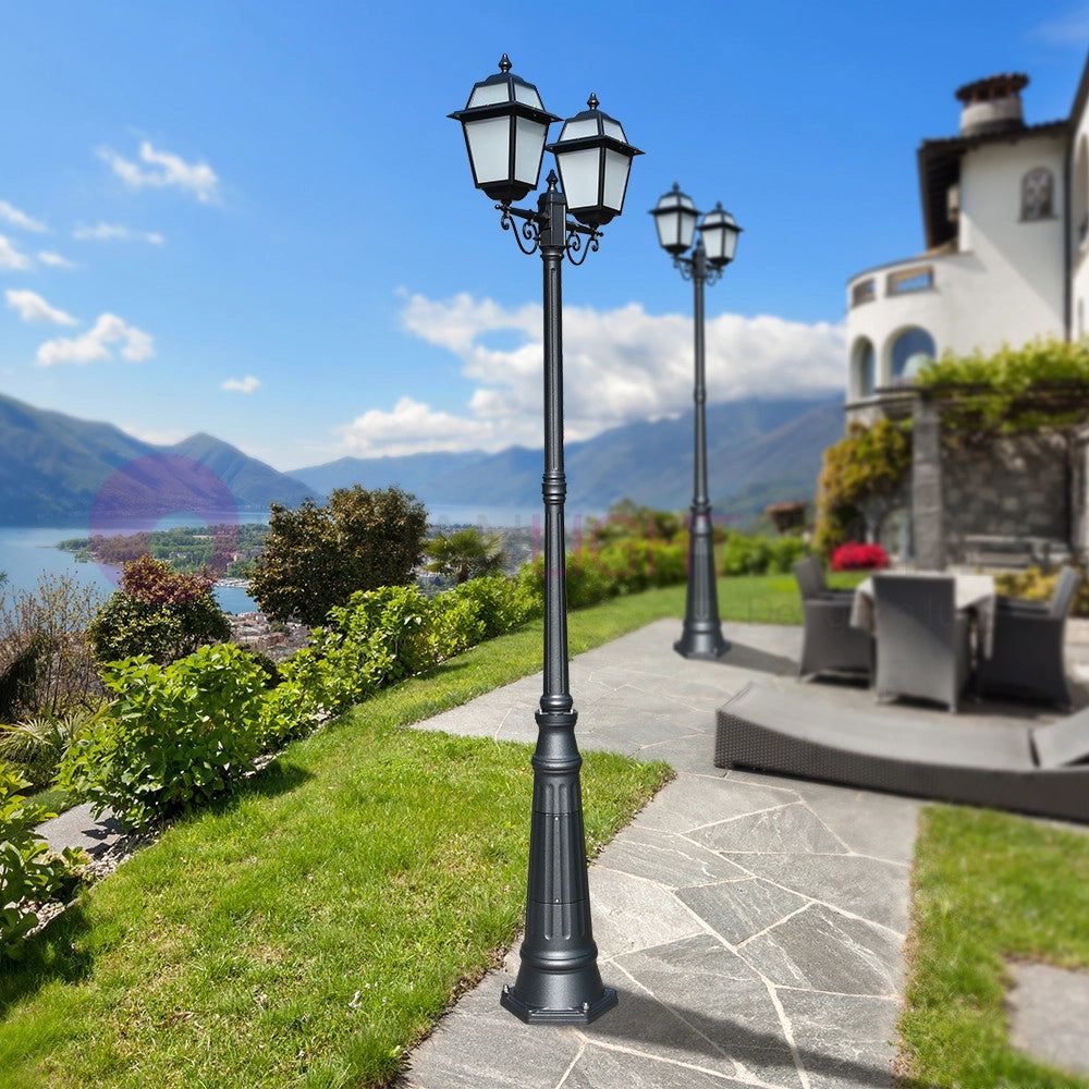 ARTEMIDE ANTRACITE Lampione h. 249 a 2 luci per Esterno Classico Lanterne Quadrate