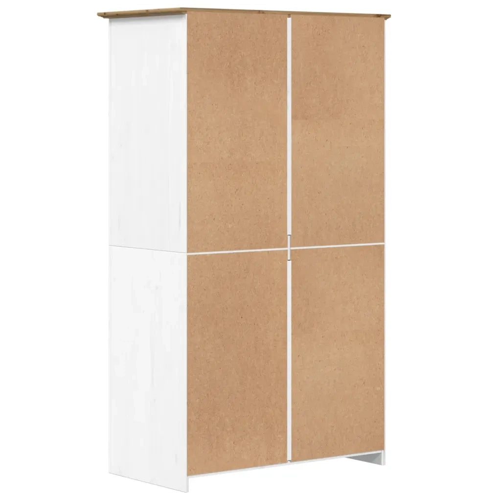 Armadio BODO 99x53,5x173 cm Legno Massello Pino Bianco Marrone 355060