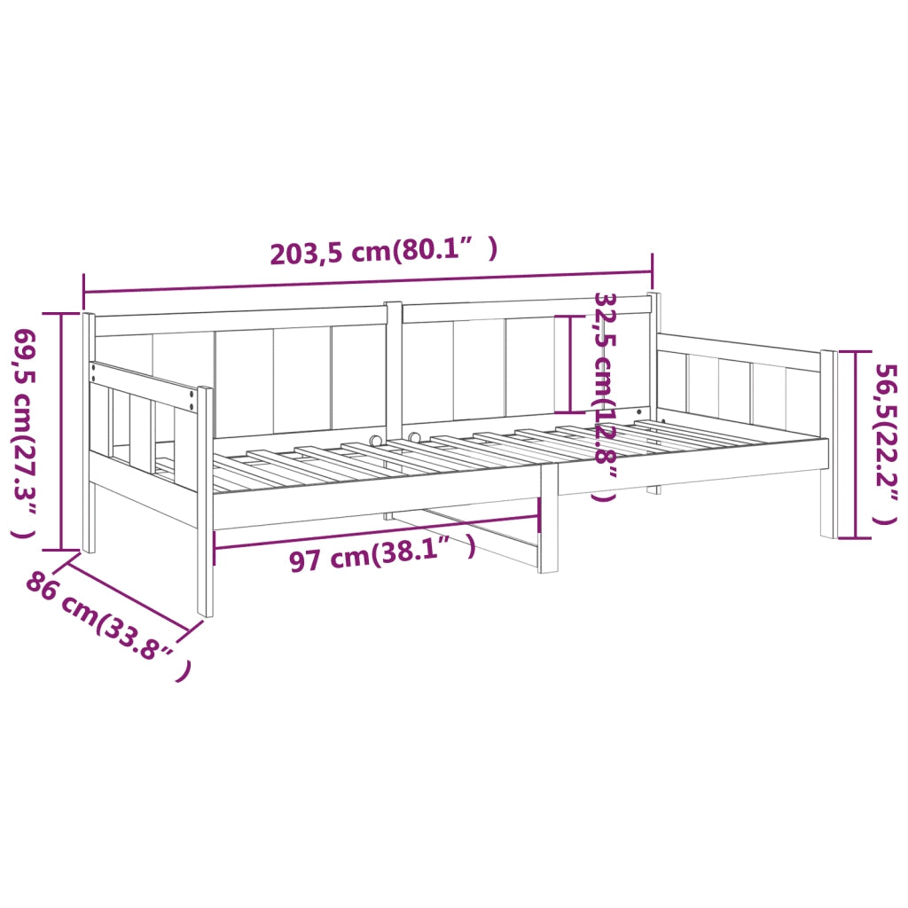 Dormeuse in Legno Massello di Pino 80x200 cm cod mxl 57432