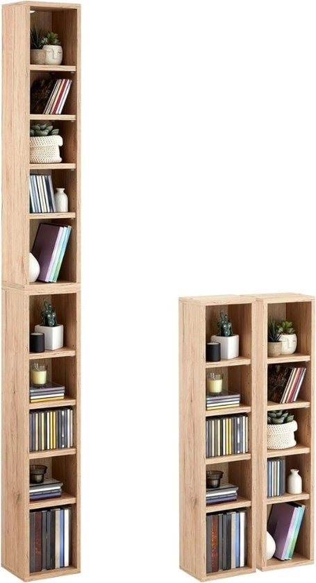 Cassettiere per CD e DVD - Supporto per dischi - Mobili audio - Riproduttore di dischi - Supporto per LP - Sistema di stoccaggio - Autentico - 20 x 186 x 17 cm - Moderno